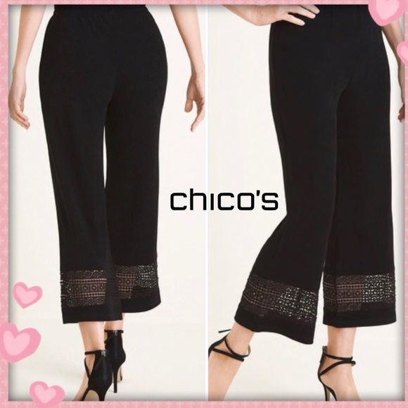 Chico's Pants - Chico’s Travelers Dressy Crochet Cropped Pants